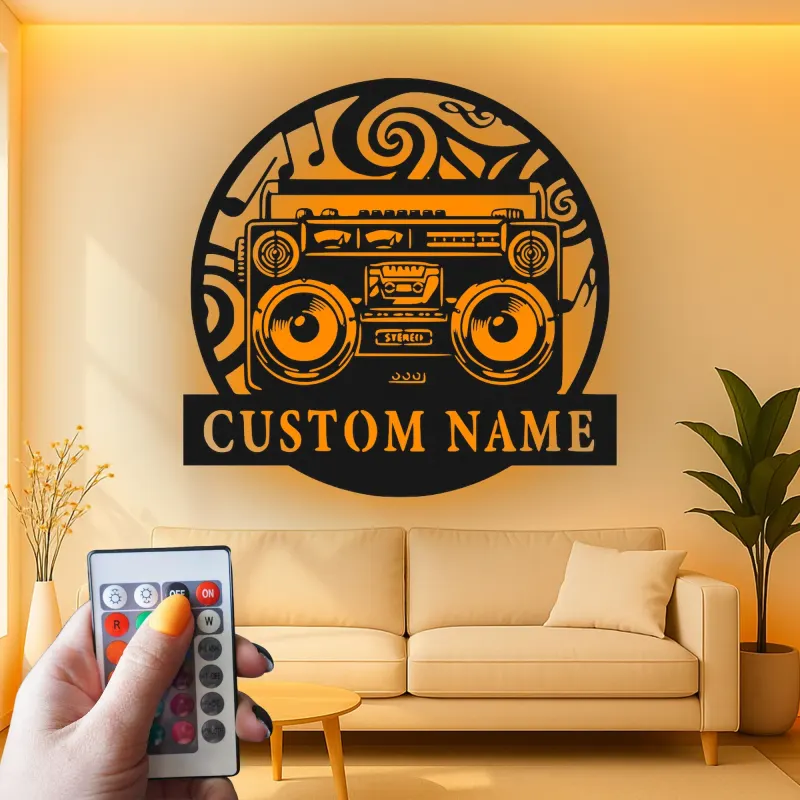 Custom Boombox Led Light Metal Wall Art Personalized Music Lover Gift Retro Decor for Music Room