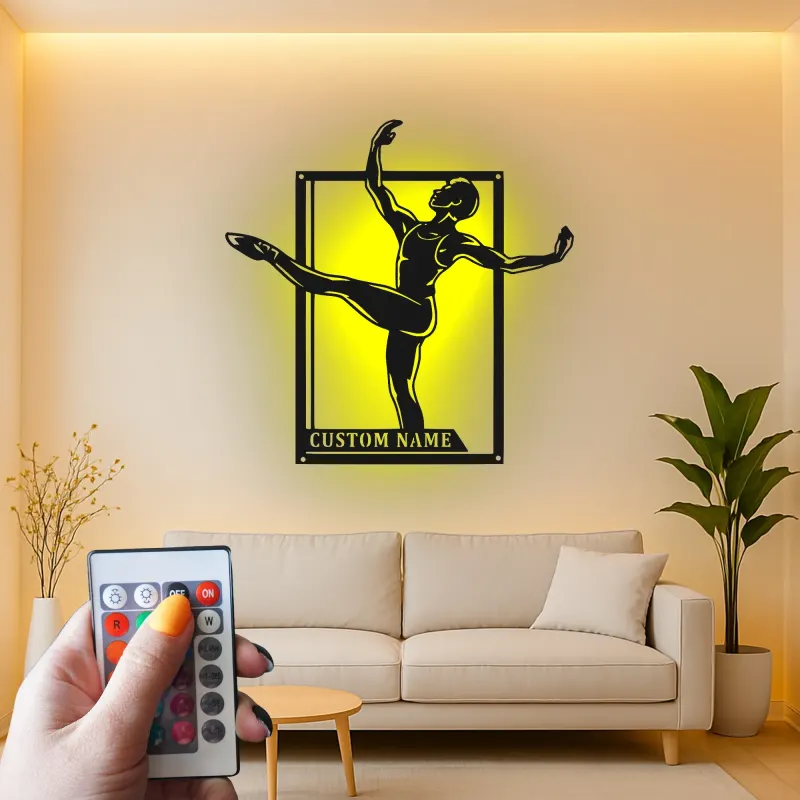 Décoration murale en métal personnalisée Danseuse de ballet avec rétroéclairage LED Cadeau pour danseurs Décor de studio ou de chambre