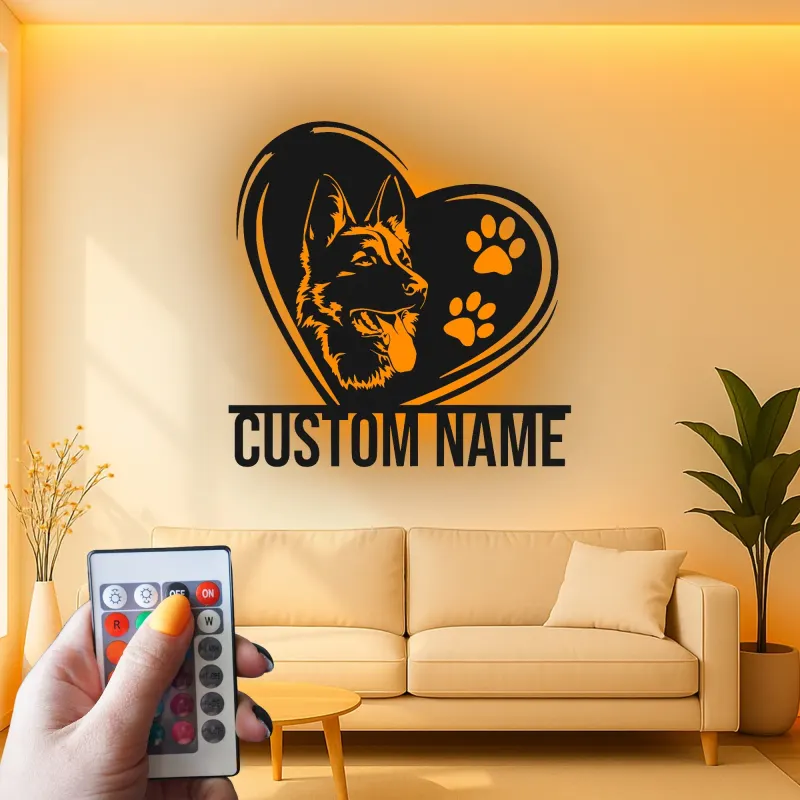 Custom German Shepherd Led Light Metal Wall Art Personalized Dog Lover Gift Living Room Pet Decor 7