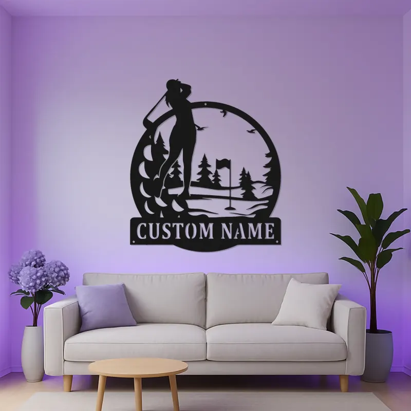 Custom Golfer LED Metal Sign | Personalized Golf Wall Art | Unique Gift for Golf Lover & Home Decor