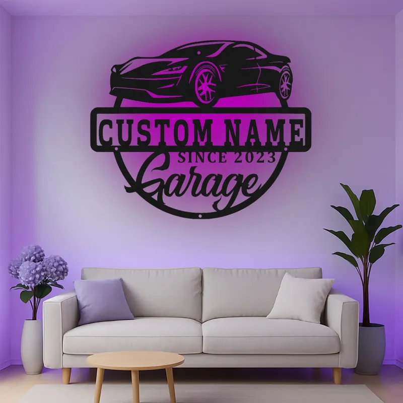 Cartel de metal LED personalizado para garaje de coches deportivos, regalo para entusiastas de los coches, decoración de man cave