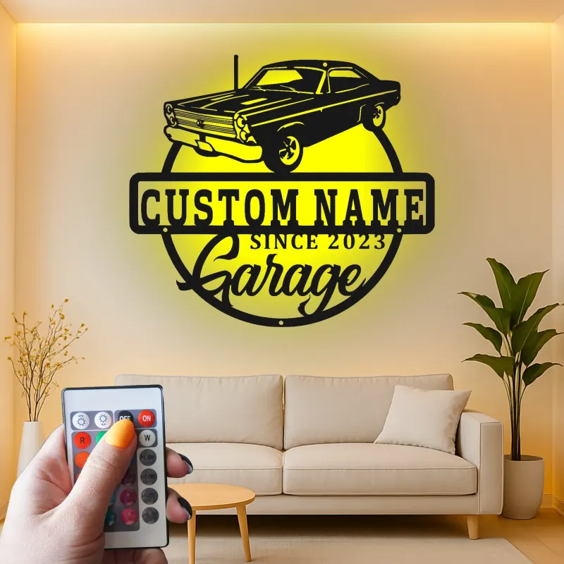 Custom Classic Car Led Light Metal Wall Art Personalized Garage Gift for Him Man Cave Decor 4
