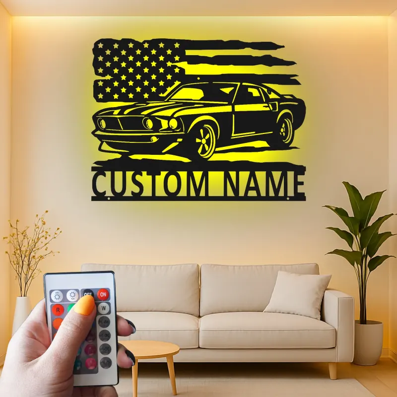 Cartel de metal LED de coche clásico personalizado Regalo para entusiastas de coches Decoración de garaje o man cave