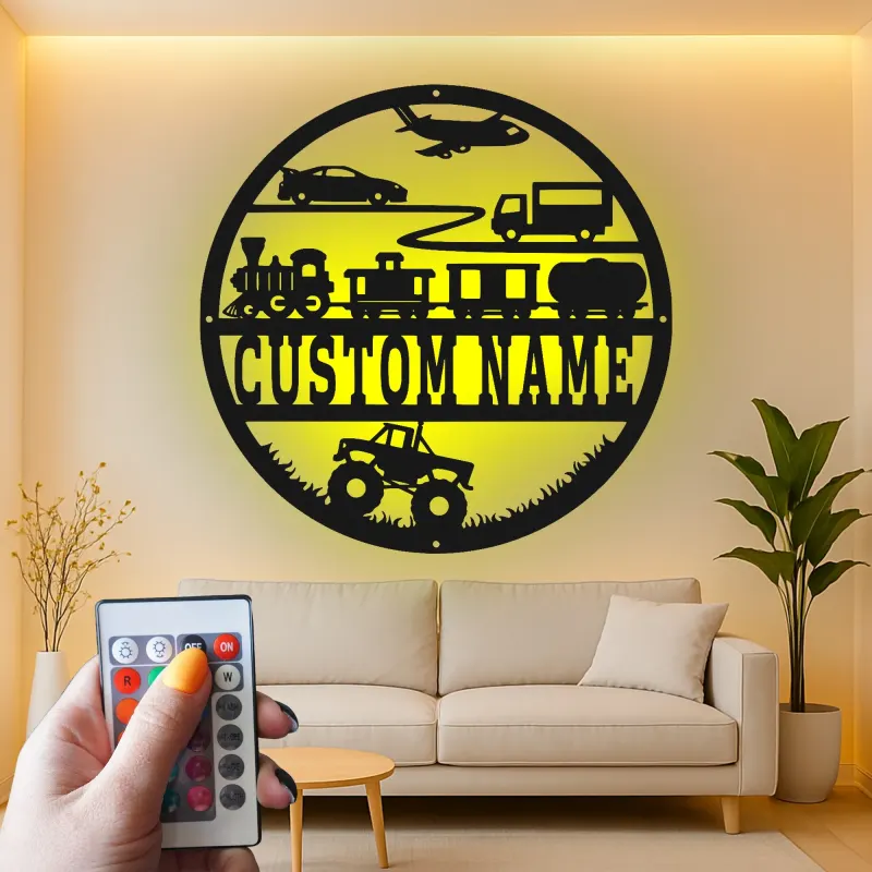 Cartel de metal LED de transporte personalizado regalo para decoración de guardería o sala de juegos