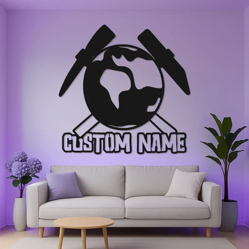 Custom Geology LED Metal Wall Art | Personalized Geologist Gift Sign | Earth & Rock Hammer Decor for Study Room & Office