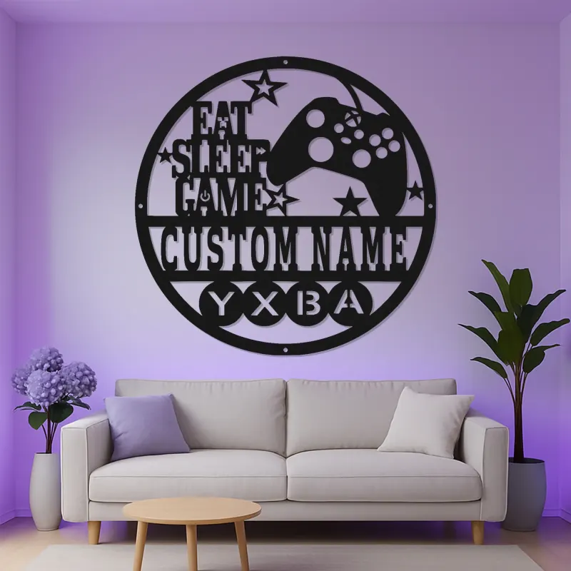 Insegna LED gamer personalizzata | Arte in metallo personalizzata per sala giochi | Decorazione luminosa con controller | Regalo per figlio adolescente