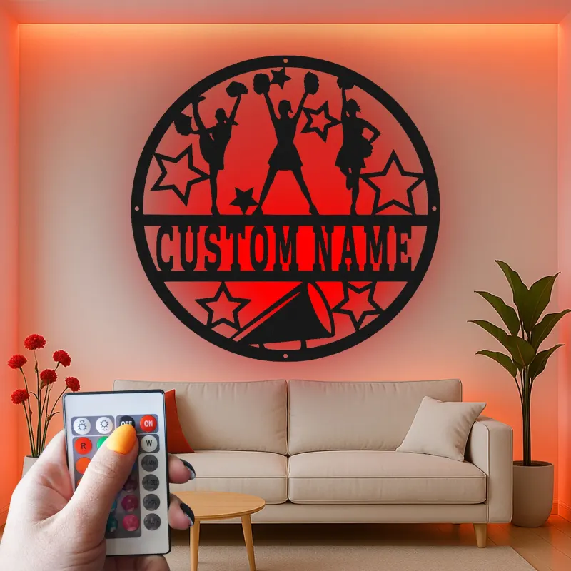 Insegna in metallo LED personalizzata per cheerleader - Regalo per adolescenti per camera da letto o decorazione per palestra