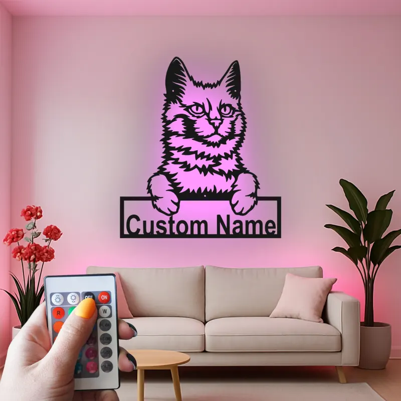 Décoration murale en métal personnalisée avec lumière LED pour les amoureux des animaux