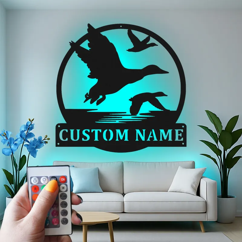 Décoration murale en métal LED silhouette de canard personnalisée pour les passionnés de faune