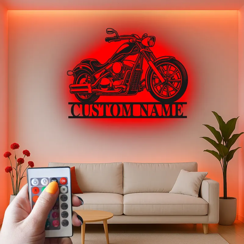 Insegna in metallo LED personalizzata per motociclisti, regalo per appassionati, decorazione per garage o man cave