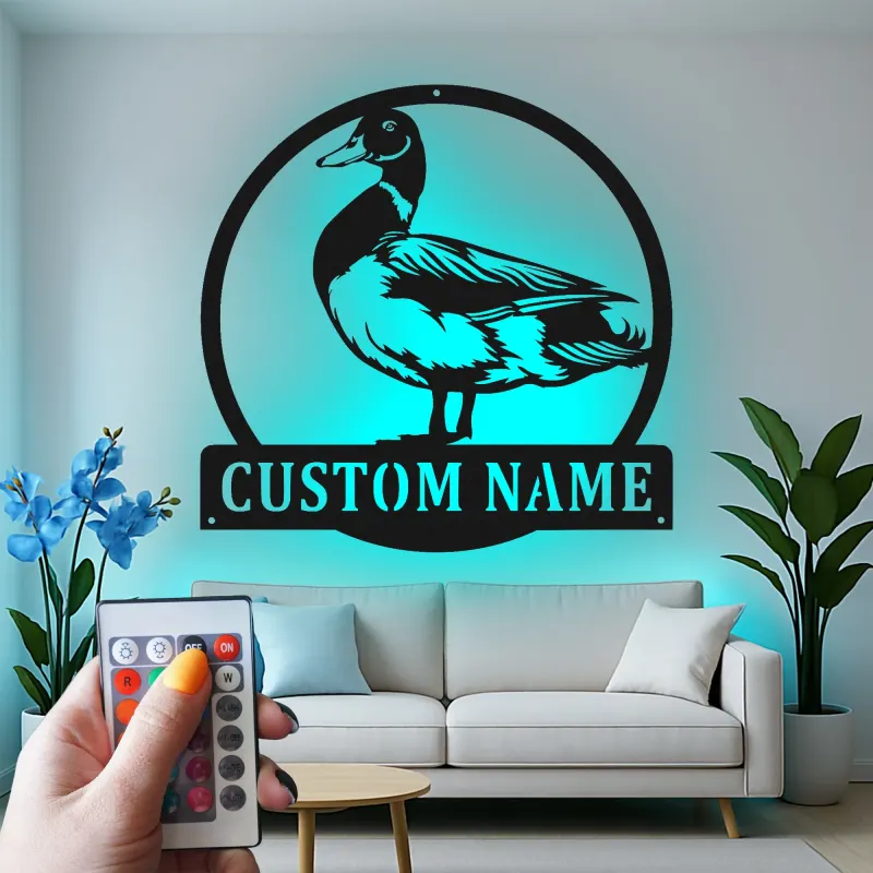 Custom Duck Led Light Metal Wall Art Personalized Gift for Nature Lovers Farmhouse Wall Decor