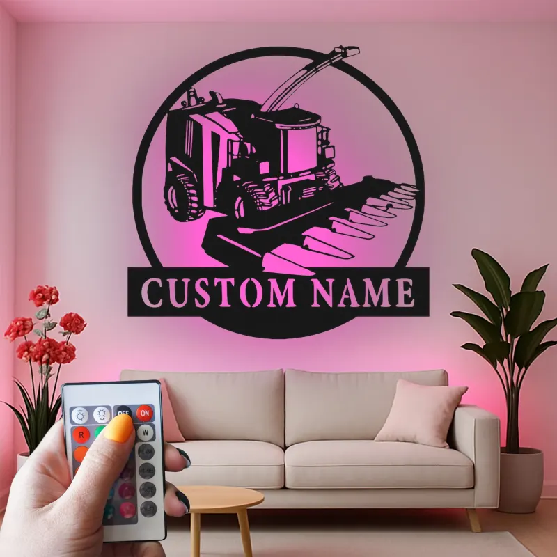 Custom Tractor Metal Sign with LED | Personalized Farmer Gift | Farmhouse Agriculture Wall Decor