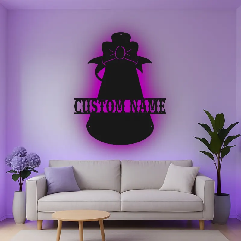 Custom Angel Bell Led Light Metal Wall Art Personalized Holiday Gift Christmas Home Decor