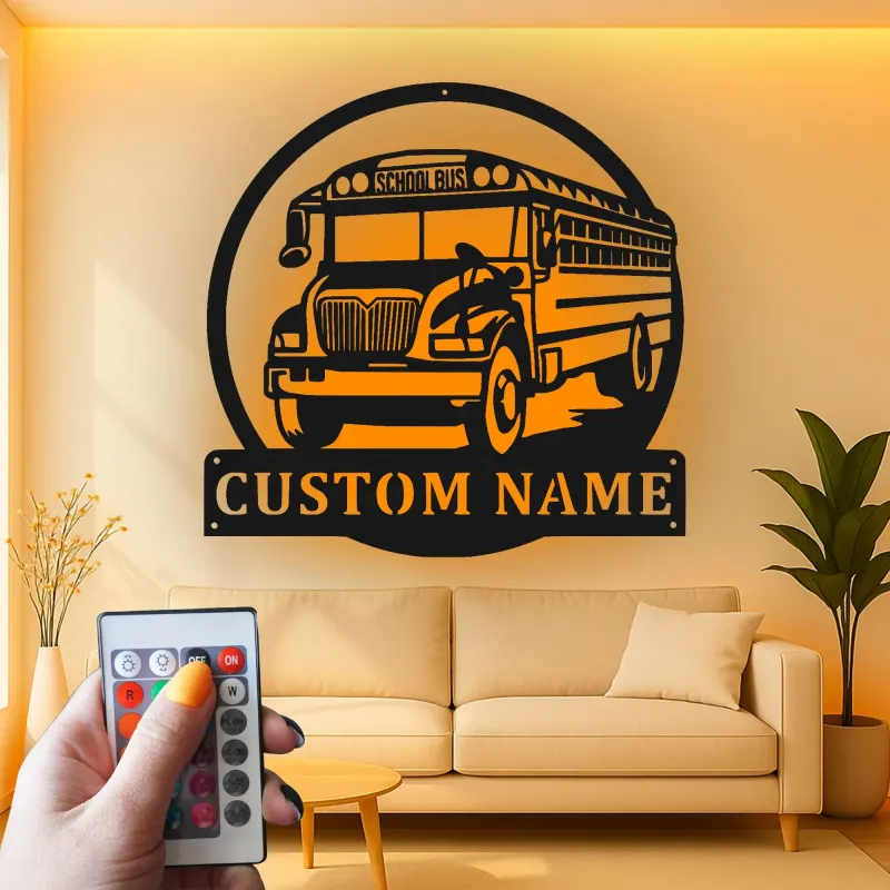 Cartel de metal LED personalizado de autobús escolar, regalo para conductores de autobús, decoración para aula u oficina