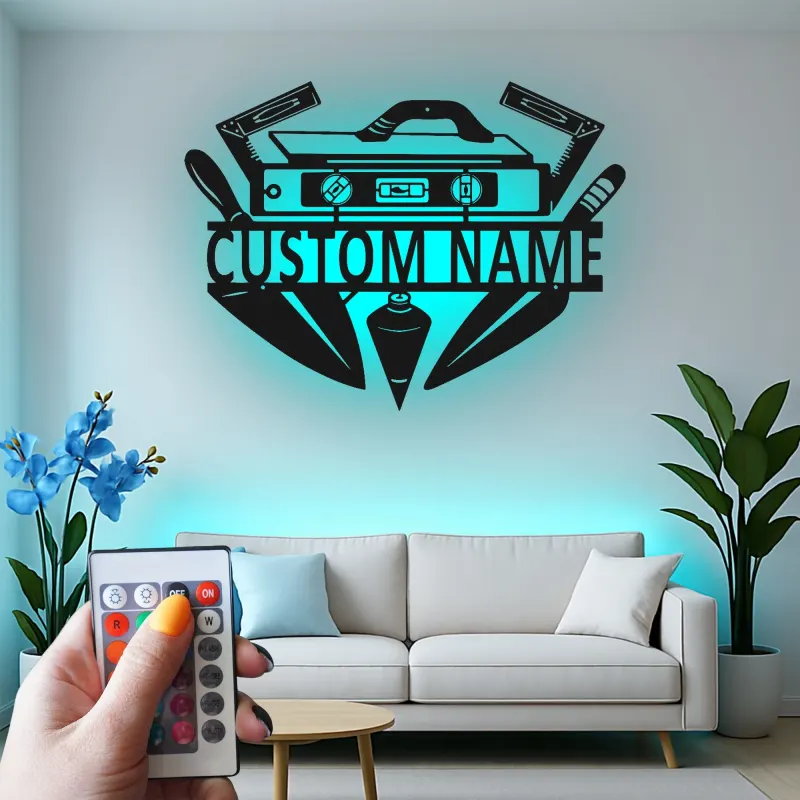 Custom Carpenter Tools Led Light Metal Wall Art Personalized Gift for Woodworkers Workshop Decor 1