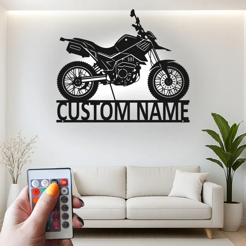 Insegna in metallo personalizzata moto con luce LED regalo per appassionati di motociclette, decorazione per garage o man cave