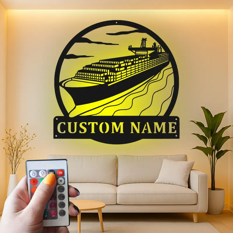 Décoration murale en métal personnalisée avec éclairage LED de cargo