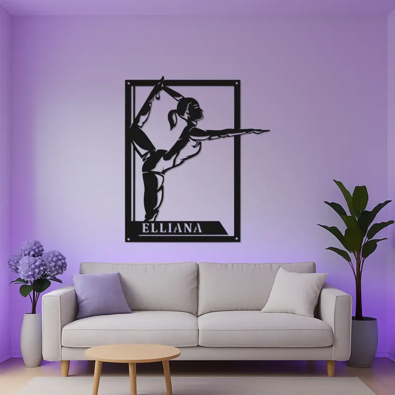 Gymnastics LED Metal Sign | Custom Name Wall Art for Girls Room | Personalized Gymnast Gift Light