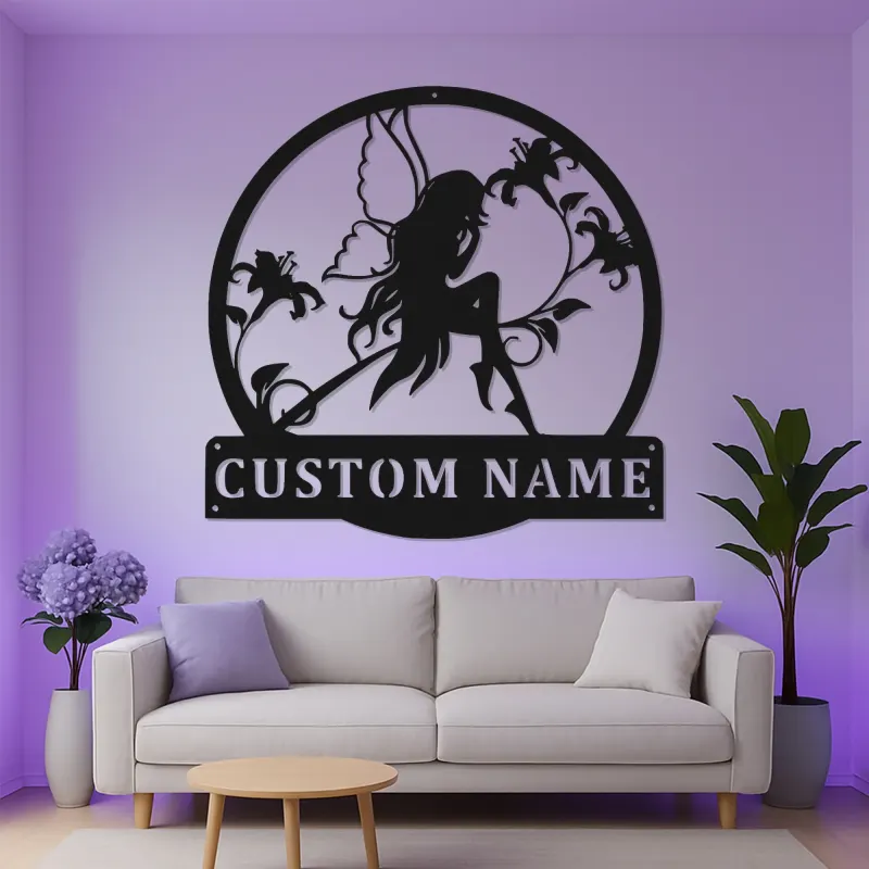 Cartel LED de hada personalizado | Arte mural de metal con nombre personalizado | Decoración mágica para guardería y habitación de niña | Regalo encantador de jardín encantado