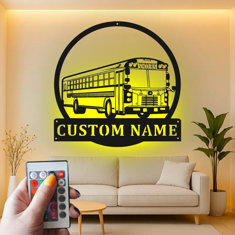 Cartel de metal LED personalizado de autobús escolar, regalo para conductores de autobús, decoración para oficina o aula