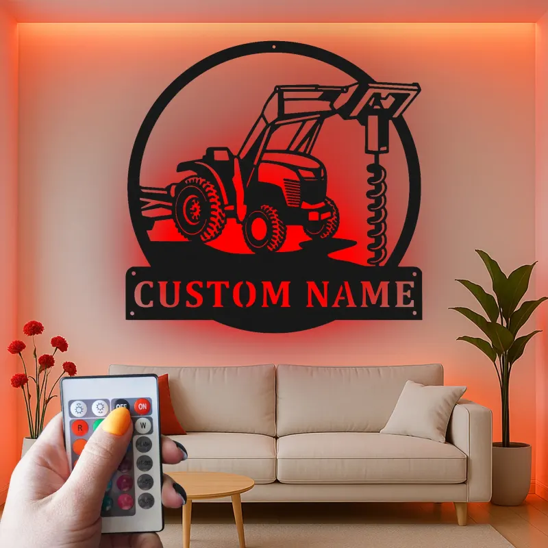Personalisierte LED-beleuchtete Metall-Wandkunst Traktor Geschenk für Landwirte
