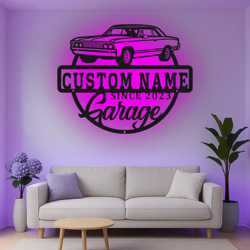 Custom Classic Car Led Light Metal Wall Art Personalized Garage Gift for Him Man Cave Decor 2