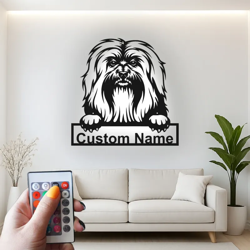 Custom Shih Tzu Led Light Metal Wall Art Personalized Dog Lover Gift Living Room Pet Decor