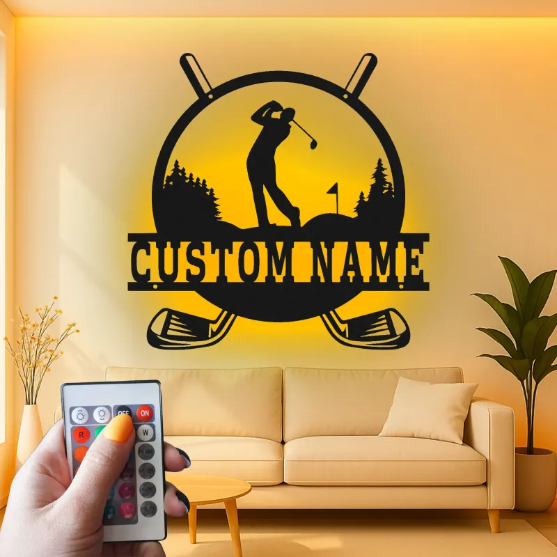 Personalized Golf Sign | LED Metal Wall Art for Man Cave Decor | Custom Name Golfer Gift | Golf Lover Wall Decor
