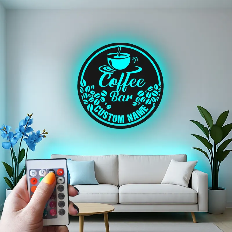 Cartel de metal personalizado con luz LED para bar de café, regalo personalizado para amantes del café, decoración de cocina