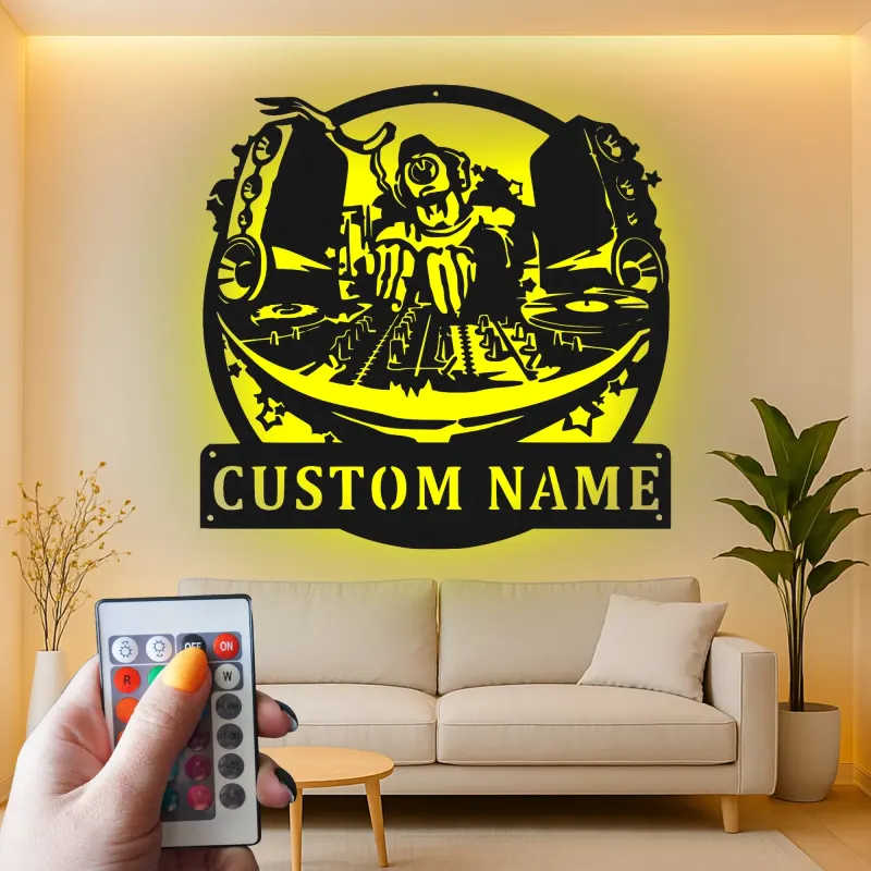 Cartel de metal personalizado con luz LED de tornamesa regalo para amantes de la música decoración de estudio o sala de juegos 1