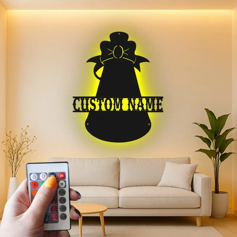 Custom Angel Bell Led Light Metal Wall Art Personalized Holiday Gift Christmas Home Decor