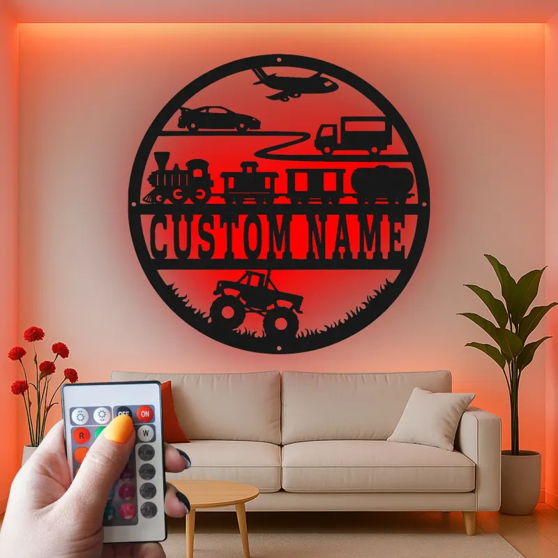 Cartel de metal LED de transporte personalizado regalo para decoración de guardería o sala de juegos