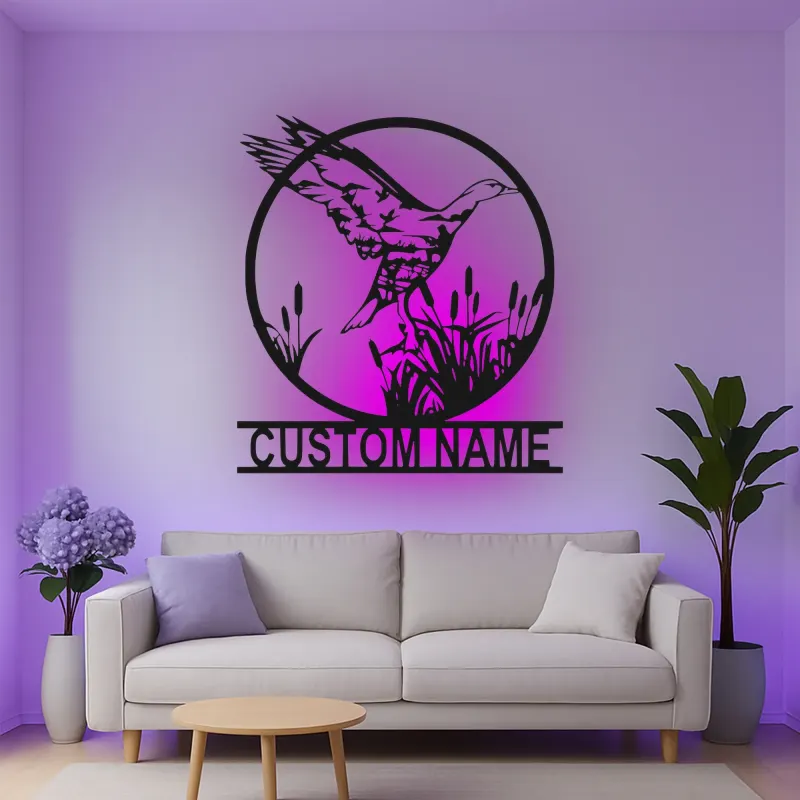 Décoration murale en métal personnalisée Oiseau en Vol avec rétroéclairage LED Cadeau pour amoureux de la nature Décor de chambre ou de salon