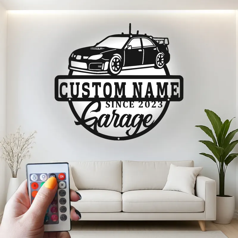 Personalisierte LED-Garagenschild | Metall-Wandkunst für Auto-Enthusiasten | Werkstatt-Dekor | Geschenk für Man Cave