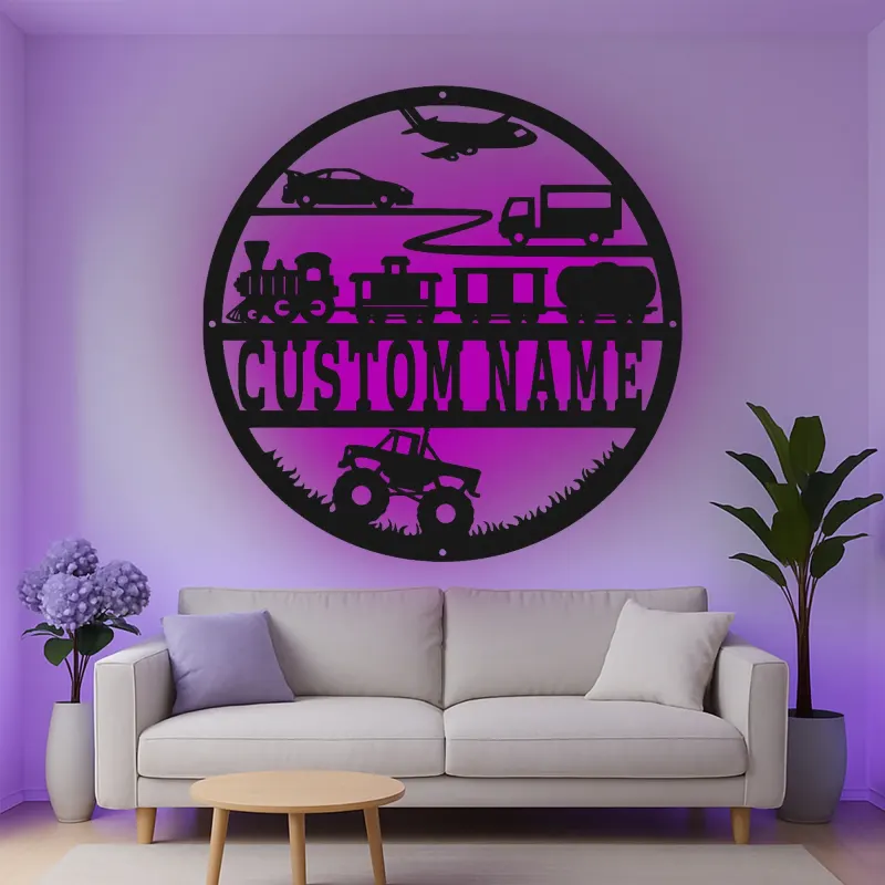 Cartel de metal LED de transporte personalizado regalo para decoración de guardería o sala de juegos