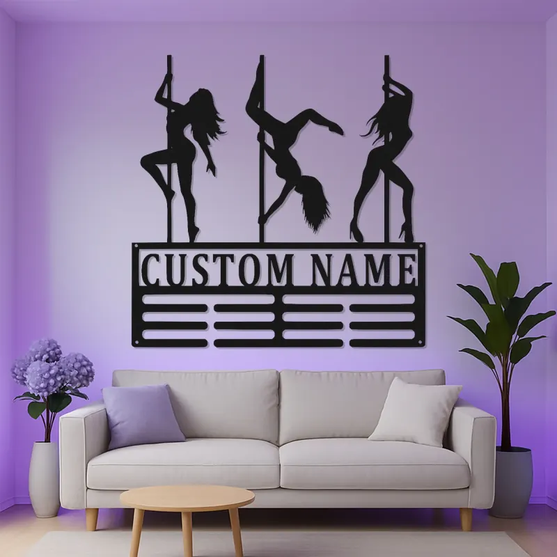 Cartel de Baile en Barra Personalizado | Silueta de Bailarina LED Arte de Pared | Regalo Personalizado para Estudio o Cueva de Hombre