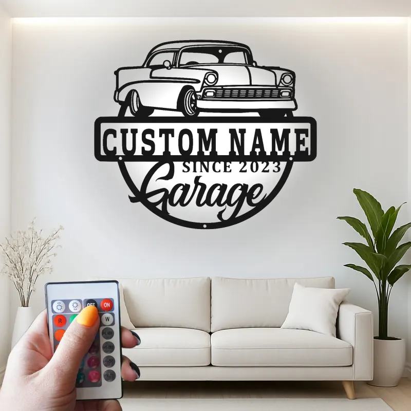 Insegna in metallo LED personalizzata per auto classiche regalo per appassionati di auto decorazione per garage 3