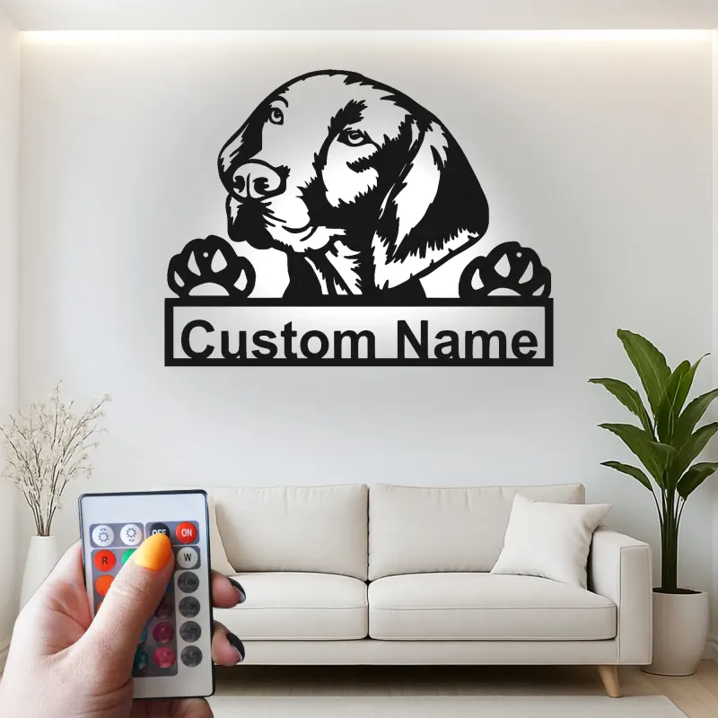 Cartel de metal LED personalizado de Labrador Retriever regalo para amantes de los perros decoración de sala 2