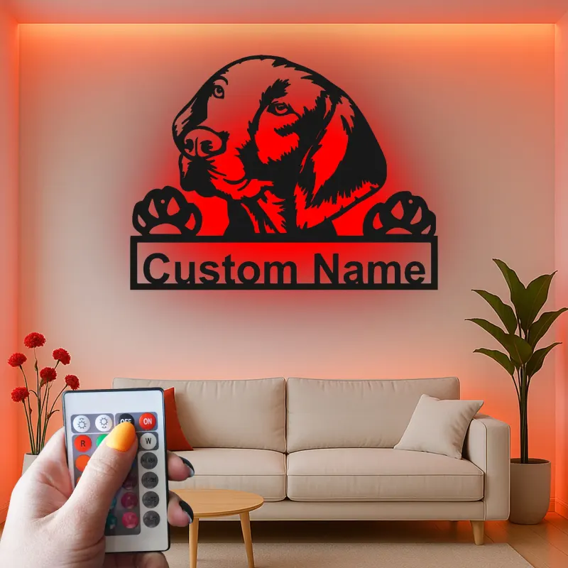 Cartel de metal LED personalizado de Labrador Retriever regalo para amantes de los perros decoración de sala 2