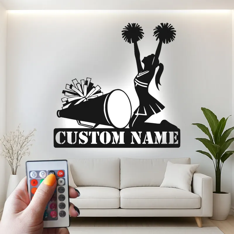 Insegna in metallo LED personalizzata per cheerleader - Regalo per atleti, decorazione per camera dei teenager o sport