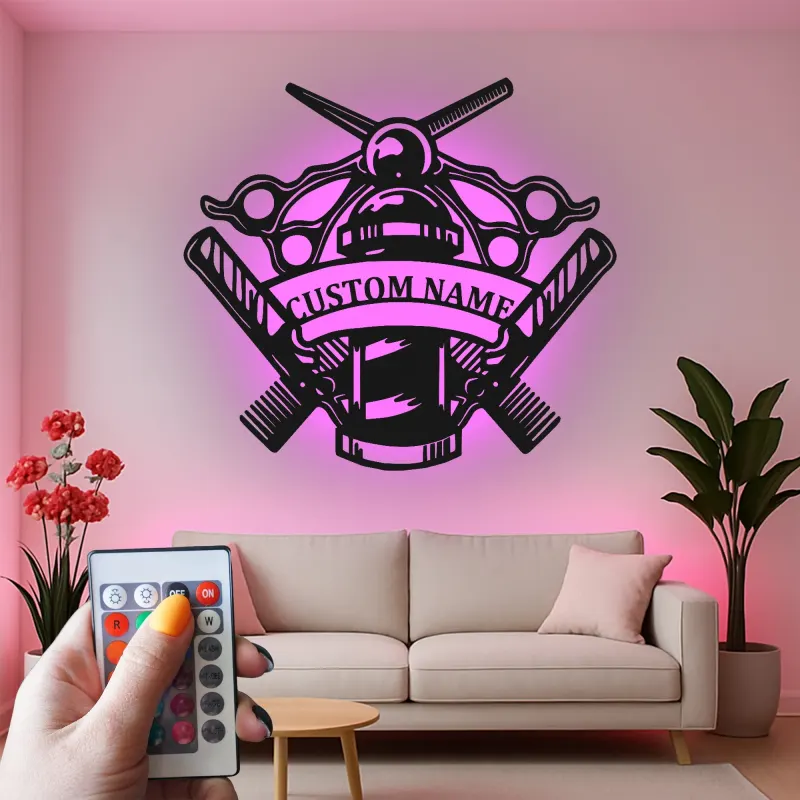 Insegna in metallo LED per Barber Shop Personalizzata Regalo per Barbieri Decorazione per Salone
