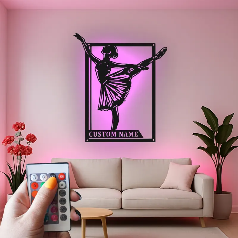 Insegna in metallo LED ballerina personalizzata, regalo di danza per amanti del balletto, decorazione per camera da letto o studio di danza