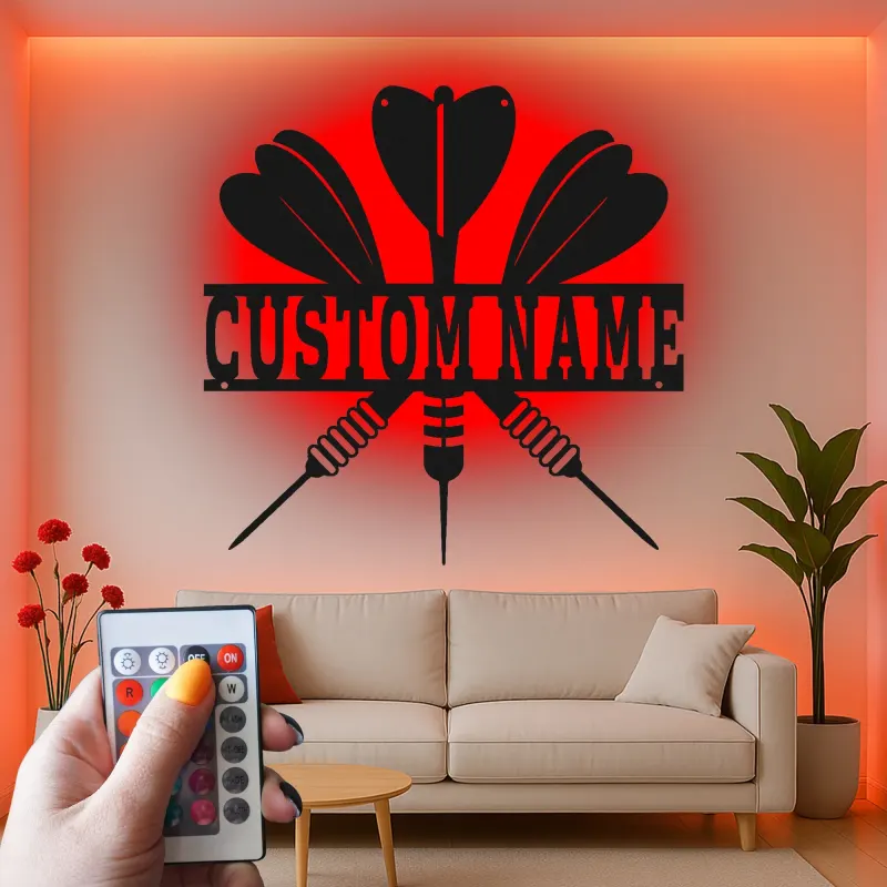 Insegna in metallo LED personalizzata per dartboard regalo per appassionati di freccette decorazione per sala giochi