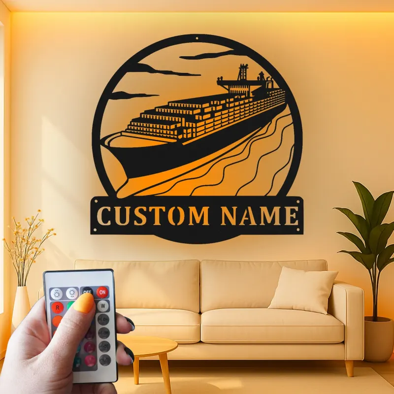 Décoration murale en métal personnalisée avec éclairage LED de cargo
