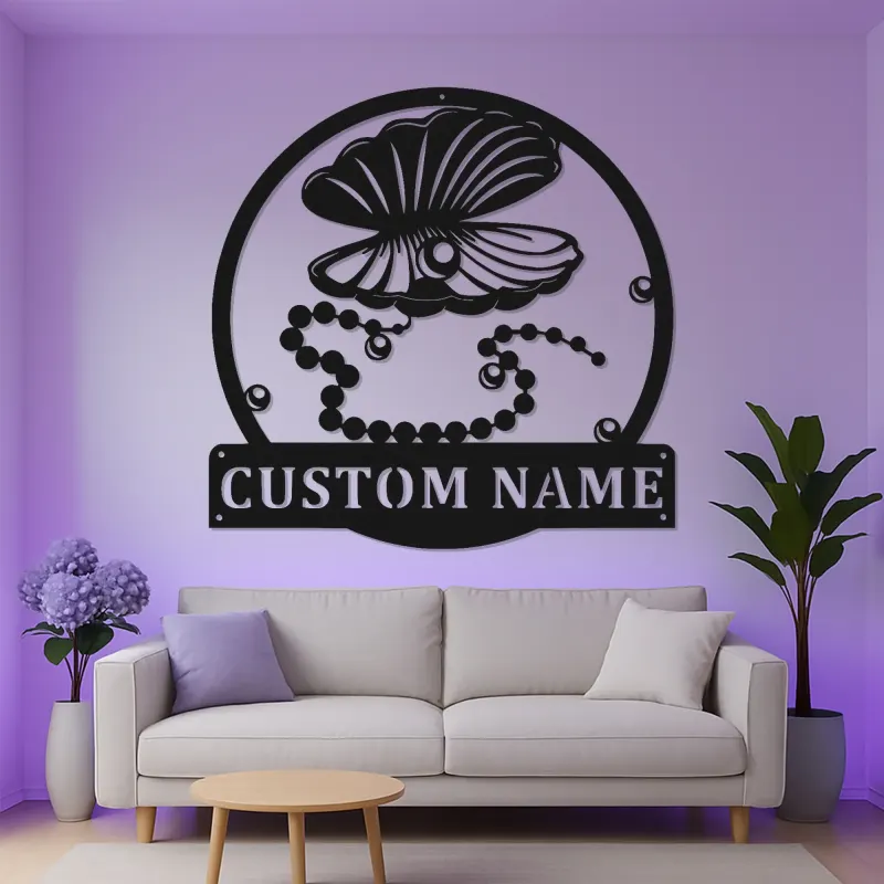 Insegna LED con Conchiglia di Ostrica | Arte Murale in Metallo Personalizzata | Decorazione Costiera Moderna per Casa al Mare, Salone e Spa | Regalo Nautico Personalizzato
