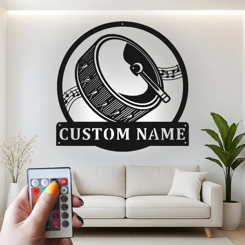 Cartel de metal LED de batería Regalo para músico con nombre personalizado Decoración de sala de música