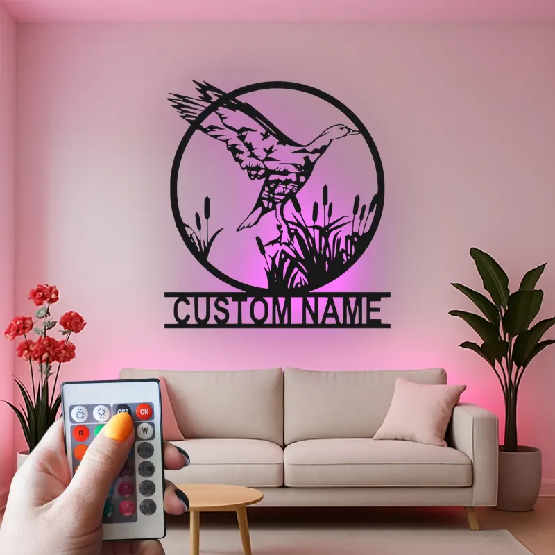 Décoration murale en métal personnalisée Oiseau en Vol avec rétroéclairage LED Cadeau pour amoureux de la nature Décor de chambre ou de salon