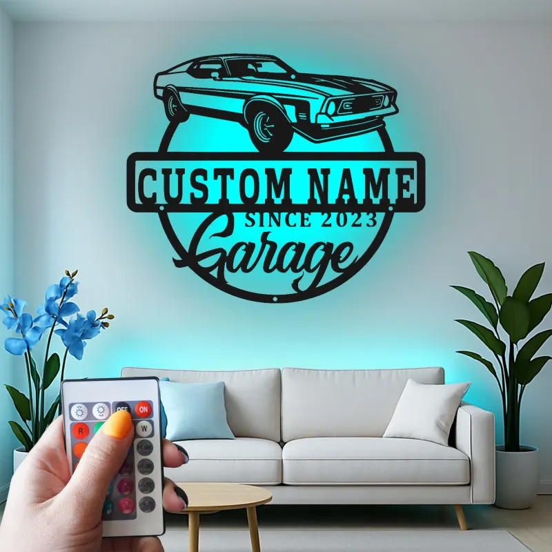 Custom Muscle Car Led Light Metal Wall Art Personalized Garage Gift for Car Enthusiasts Man Cave Decor 5