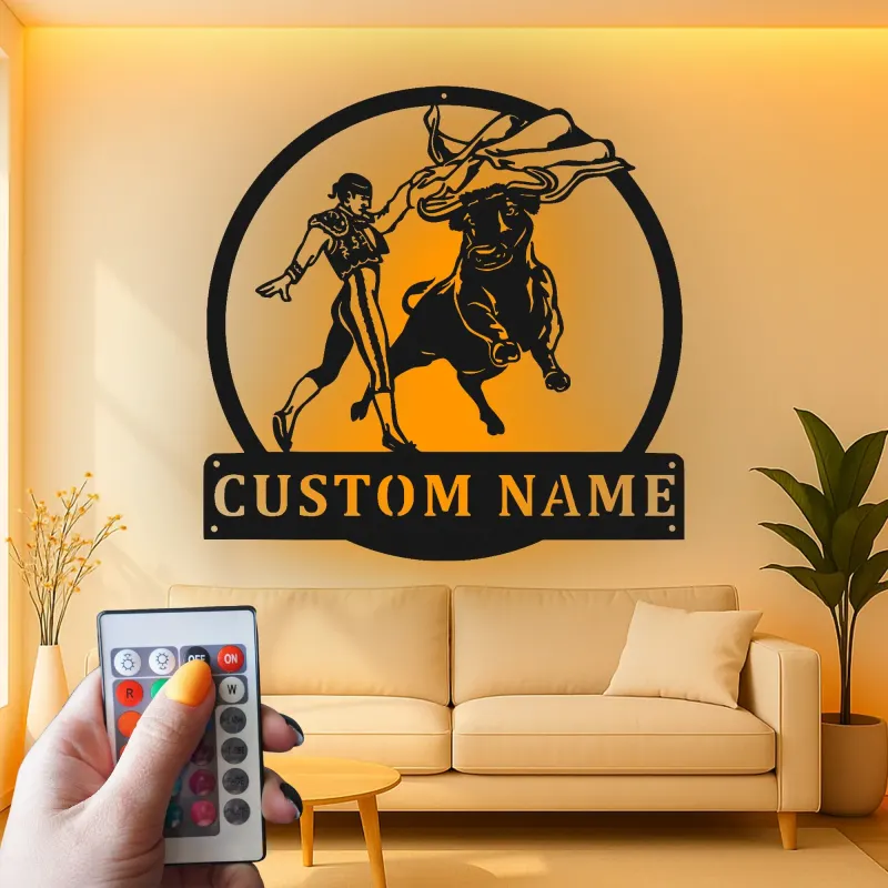 Cartel de metal LED personalizado de Matador y Toro, regalo para entusiastas de la tauromaquia, decoración para sala de estar