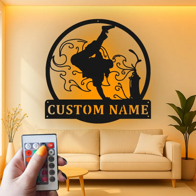 Insegna in metallo personalizzata con LED Breakdancer - Regalo per ballerini, decorazione per camera da letto o studio di danza